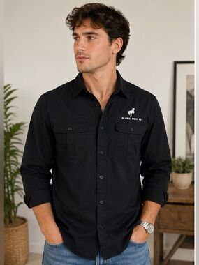 Ford Bronco Black Utility Button Up Shirt Men’s Large Workwear